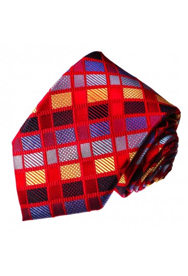 Seidenkrawatte Karo Rot Gold LORENZO CANA