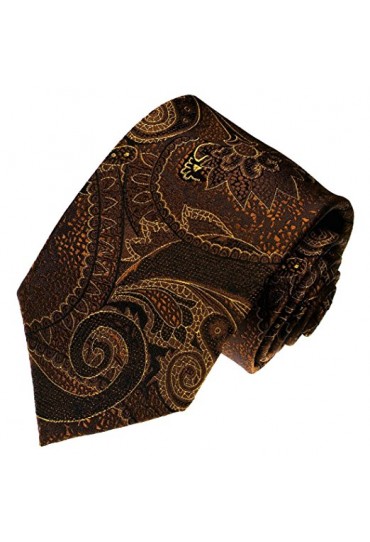 Men's Necktie Pure Silk Paisley Brown Mocca LORENZO CANA