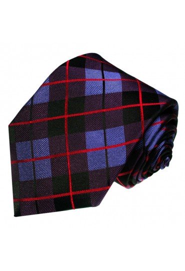 Herrenkrawatte Karo Schwarz Lila LORENZO CANA