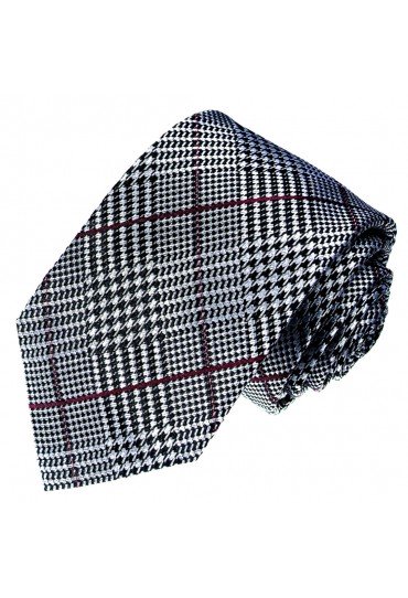 Neck Tie Silk Diamond Silver Red Black LORENZO CANA