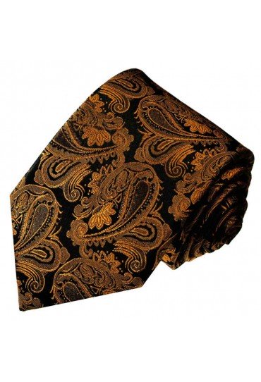Neck Tie 100% Silk Brown Black Paisley LORENZO CANA