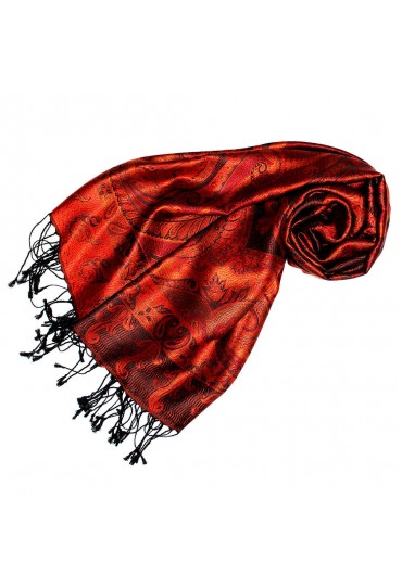 Mens Scarf 100% Silk Pashmina Paisely Red Yellow Black LORENZO CANA
