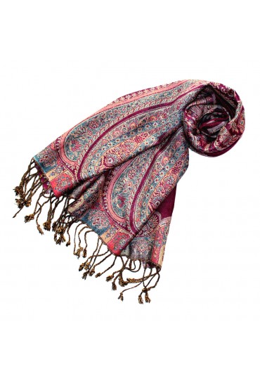 100% Viskose Schal Paisley purpur türkis gelb LORENZO CANA