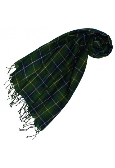 Cashmere + wool scarf green checked LORENZO CANA