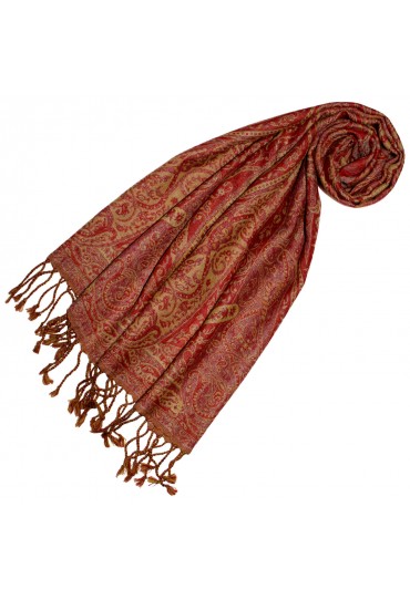 mens scarf Wool Hibiscus Red Ecru LORENZO CANA