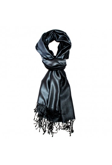 Men's Shawl Silk Viscose Bicolored Steel Navy LORENZO CANA