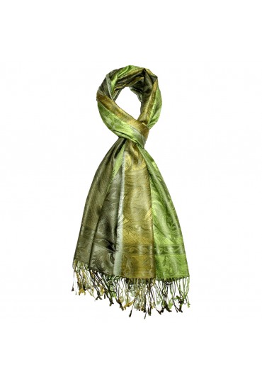 Men's Shawl 100% Silk Paisley Green Lime LORENZO CANA