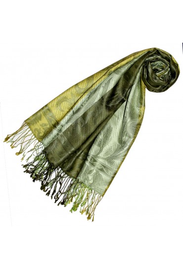 Women's Pashmina 100% Silk Paisley Green Lime LORENZO CANA