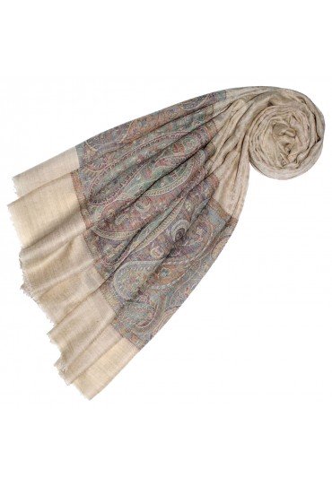 Cashmere scarf sand colors Paisley LORENZO CANA