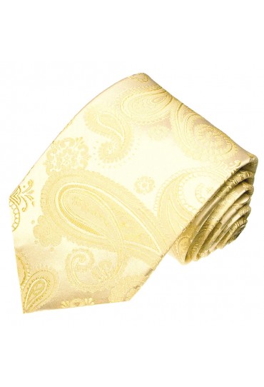 XL Neck Tie 100% Silk Paisley Beige LORENZO CANA