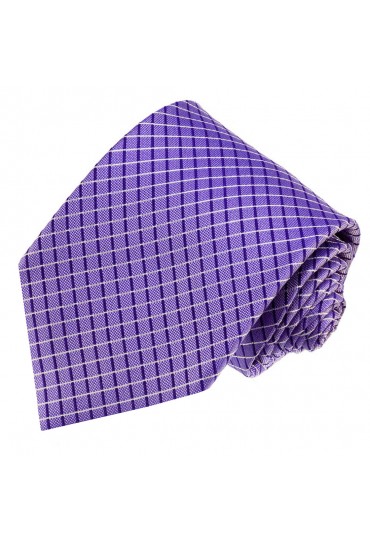 Neck Tie 100% Silk Checkered Purple LORENZO CANA