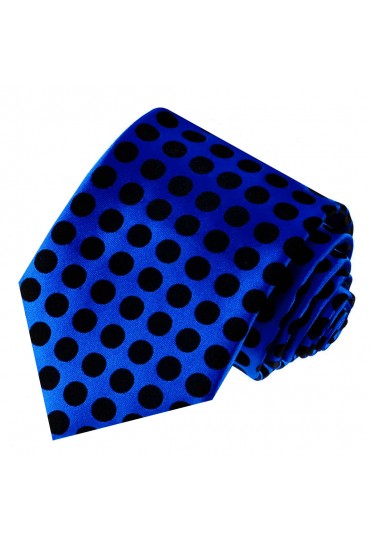 Neck Tie 100% Silk Polka Dot Blue Black LORENZO CANA