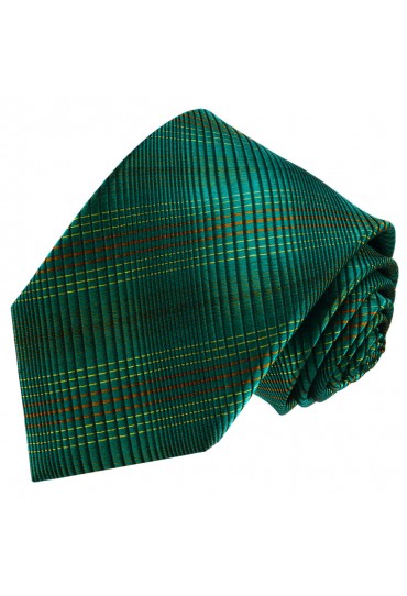 Neck Tie 100% Silk Checkered Green Orange LORENZO CANA