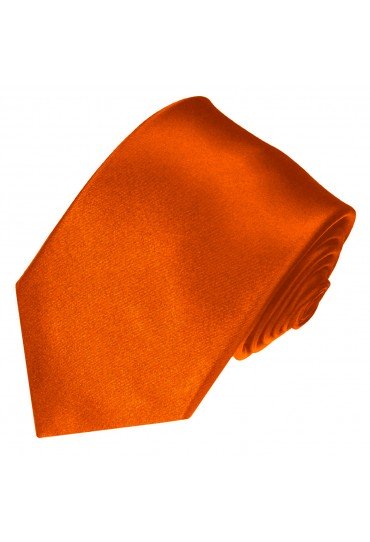 XL Herrenkrawatte 100% Seide Unifarben orangerot rot LORENZO CANA
