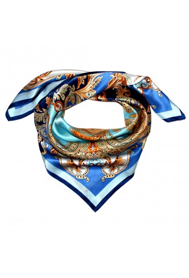Scarf for men blue gold orange silk floral LORENZO CANA