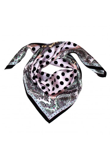 Scarf Men 100% Silk pink black taupe orange dots LORENZO CANA