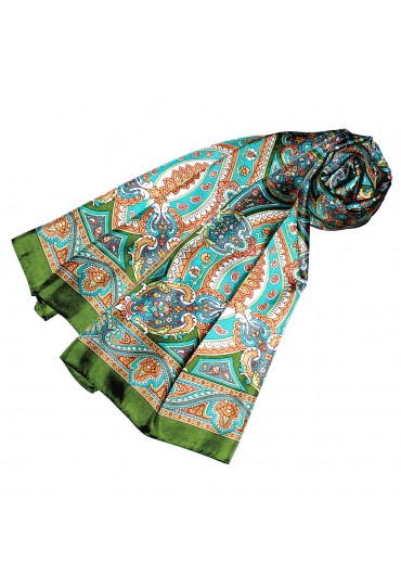 Women's Shawl Turquoise Orange Green Paisley LORENZO CANA