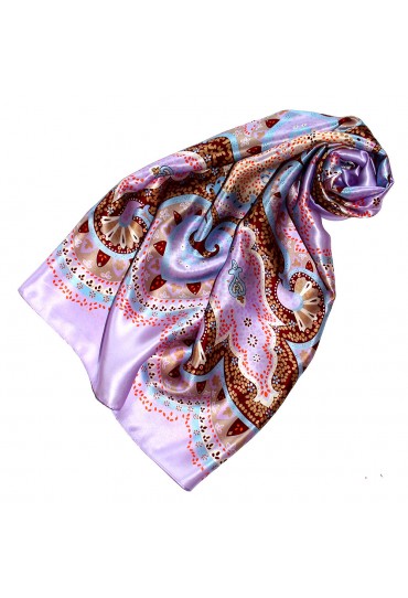 Scarf for Women purple purple light blue brown silk floral LORENZO CANA