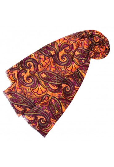 Women's Scarf Paisley Purple Orange LORENZO CANA