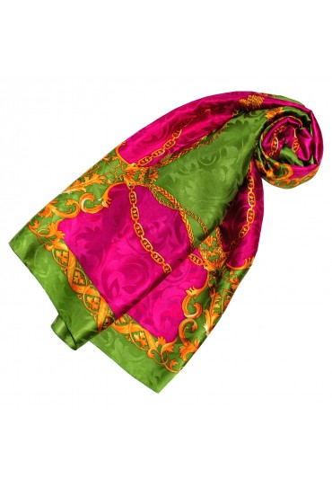 Ladie's Shawl Green Purple Gold Silk Floral LORENZO CANA