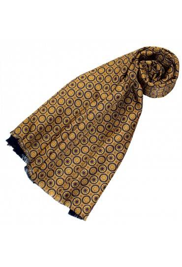 Reversible scarf silk + wool for women Gold LORENZO CANA
