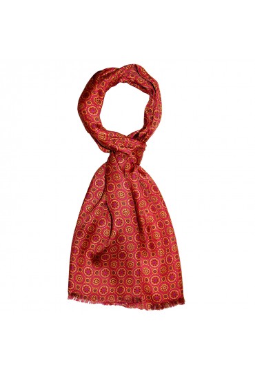 XL Scarf for Women Silk Red Dots LORENZO CANA