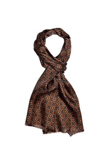 Silk scarf brown dots LORENZO CANA