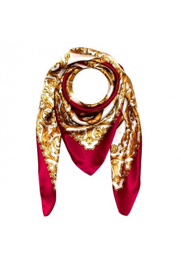 Scarf for men gold white berry silk floral LORENZO CANA