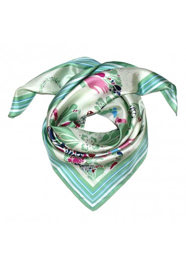 Scarf Men 100% Silk light green pink violet Floral LORENZO CANA