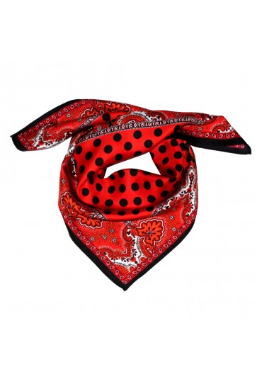 Scarf Women 100% Silk red black light grey dots LORENZO CANA