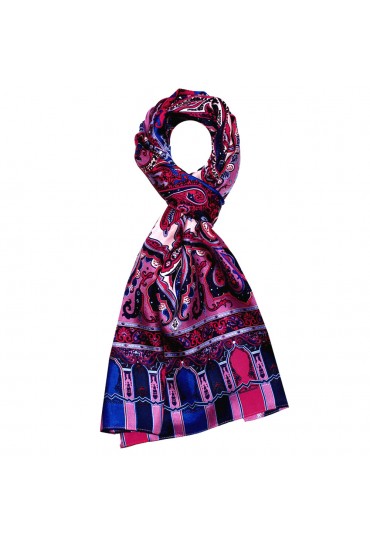 Seidenschal Damen rosa violett blau rot Paisley LORENZO CANA