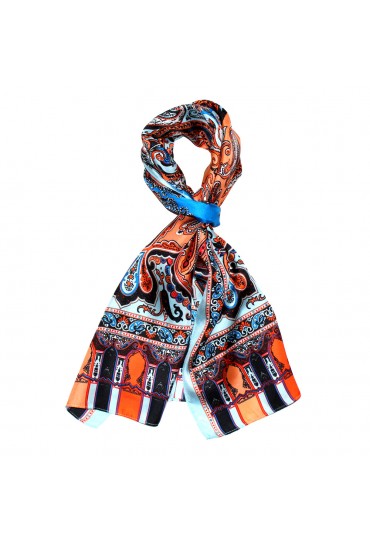 Men's Shawl Silk Orange Blue Red Paisley LORENZO CANA