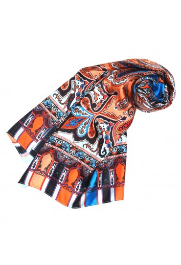Women's Shawl Silk Orange Blue Red LORENZO CANA