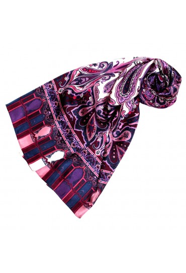 Seidenschal Damen violett rosa weiss Paisley LORENZO CANA