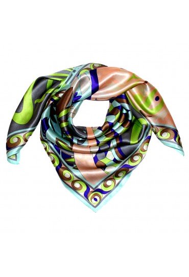 Tuch für Herren türkis orange grau grün Seide Floral LORENZO CANA