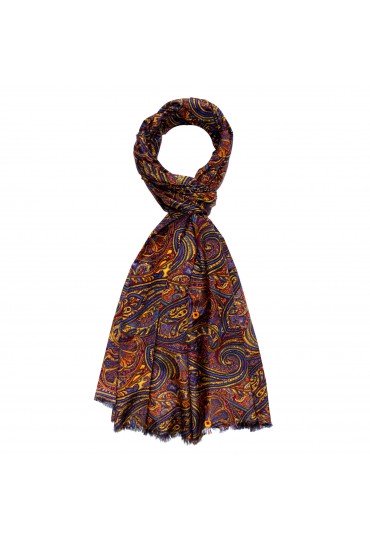 Men's Scarf Paisley Orange Yellow LORENZO CANA