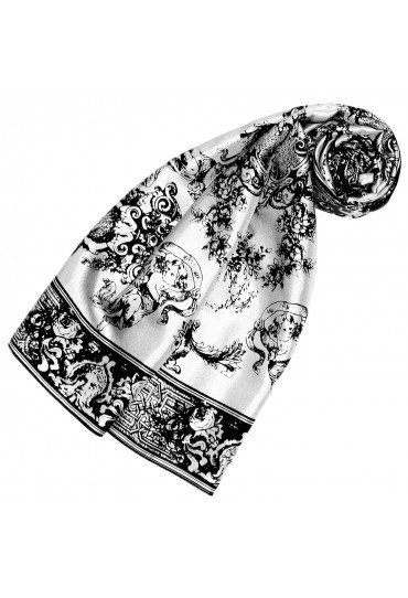 Silk scarf white floral LORENZO CANA