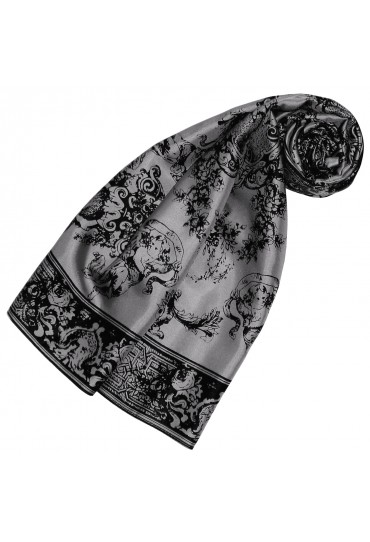 Gray Silk Scarf Floral LORENZO CANA