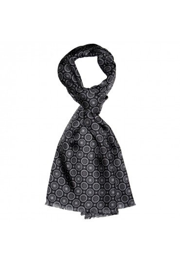 Silk scarf black dotted LORENZO CANA