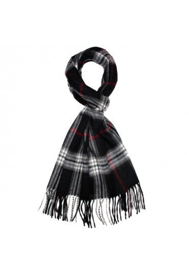 Herren Schal 100% Kaschmir schwarz weiss rot LORENZO CANA
