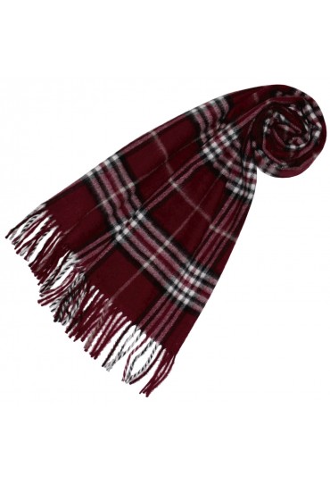Polyacrylic mens scarf Checked Bordeaux White Black LORENZO CANA