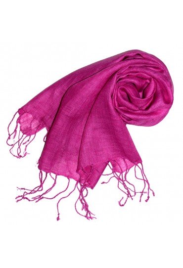 Women's Scarf 100% Linen Unicolored Pink LORENZO CANA