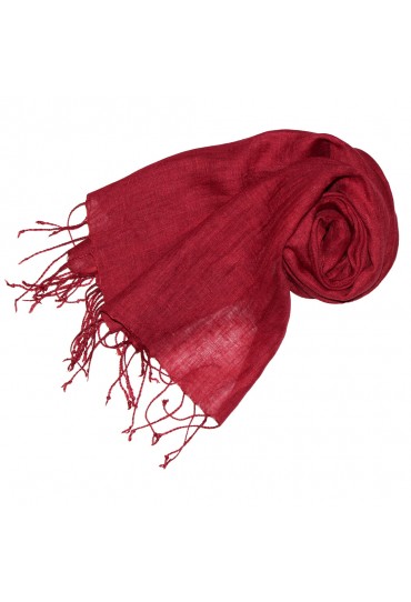 Women's Scarf 100% Linen Unicolored Dark Red LORENZO CANA