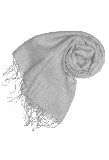 Women's Scarf 100% Linen Unicolored Silver LORENZO CANA