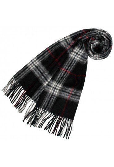 Ladies Shawl Wool Cashmere Black White Red LORENZO CANA