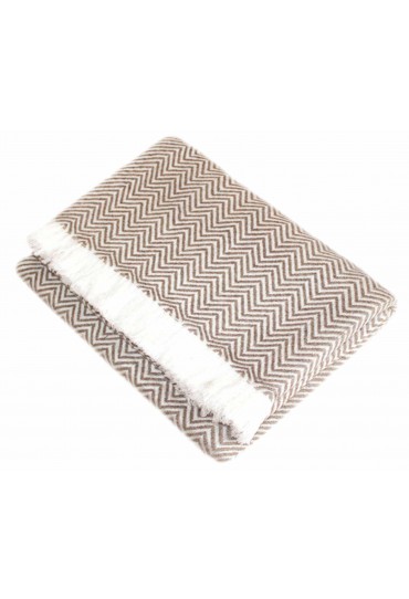 Cashmere blanket light brown white stripes LORENZO CANA
