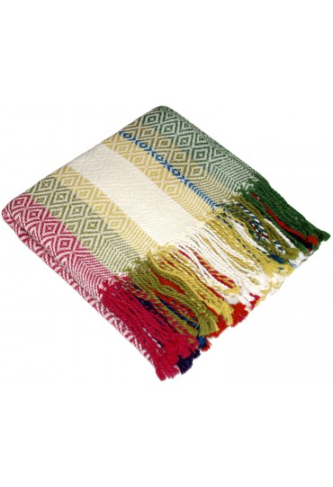 Blanket 100% Alpaca Fair Trade in summer colours LORENZO CANA 