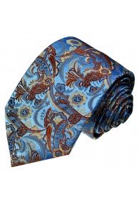 Neck Tie Silk Paisley Blue Rust LORENZO CANA