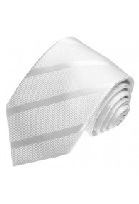 Neck Tie 100% Silk Striped White Silver LORENZO CANA