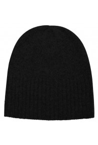 Beanie 100% cashmere Fold back Black LORENZO CANA